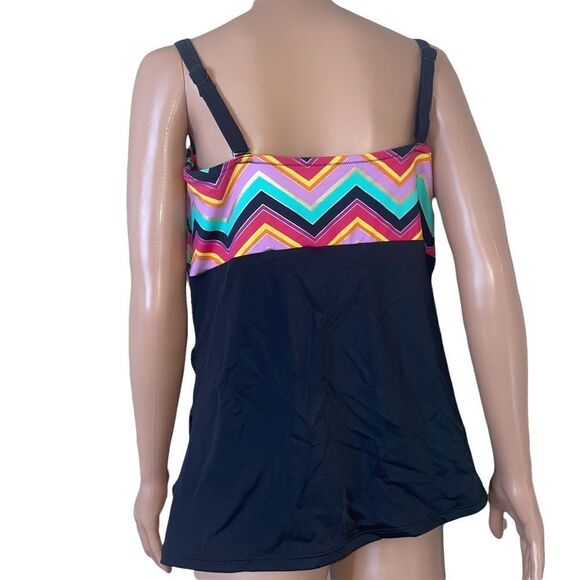 CITY CHIC one piece zip front padded swimsuit SZ M oversized tankini TOP. - Picture 3 of 9